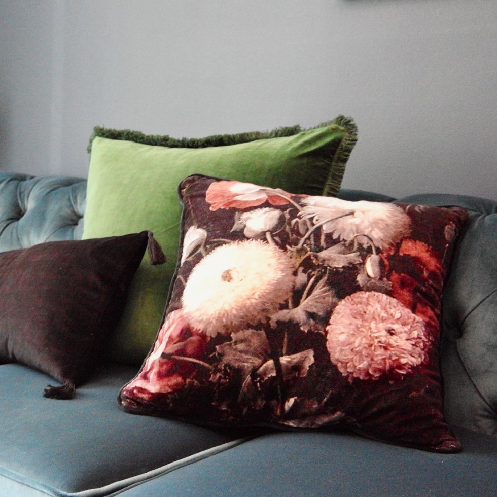 Velvet Floral Cushion Cover